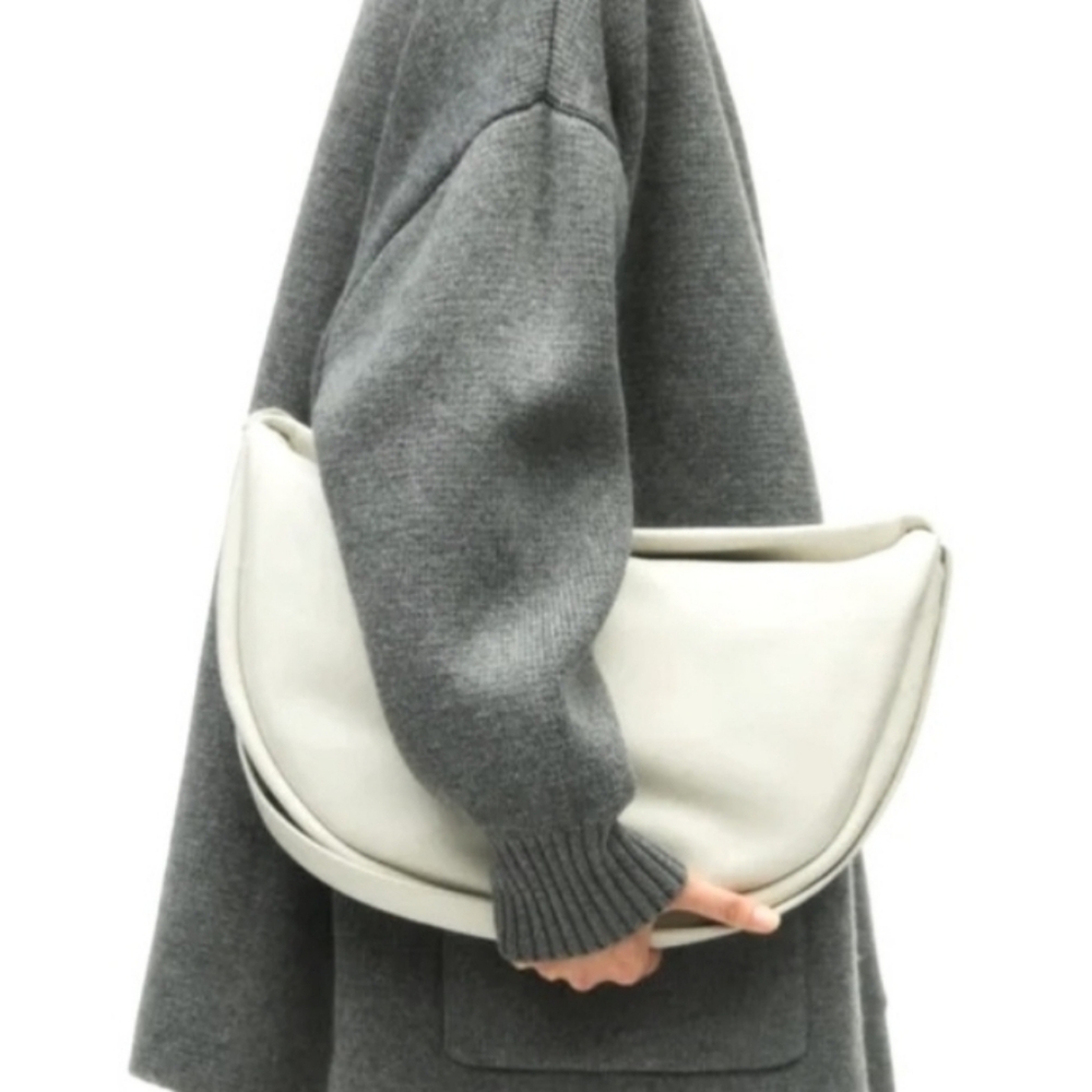 Zara Stone/Off-White Leather Crossbody Bag